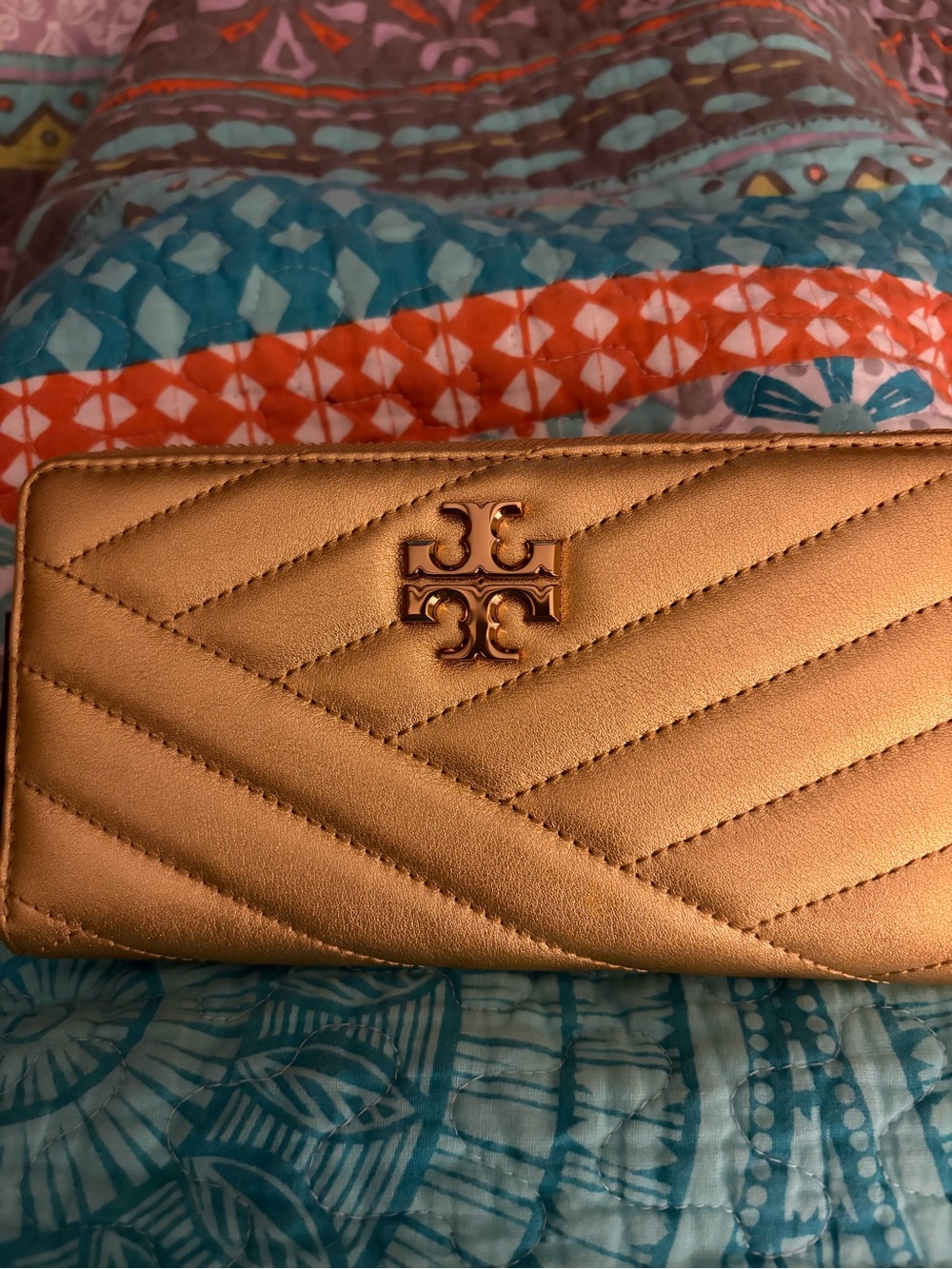 Tory Burch Gold Quilted leather Wallet